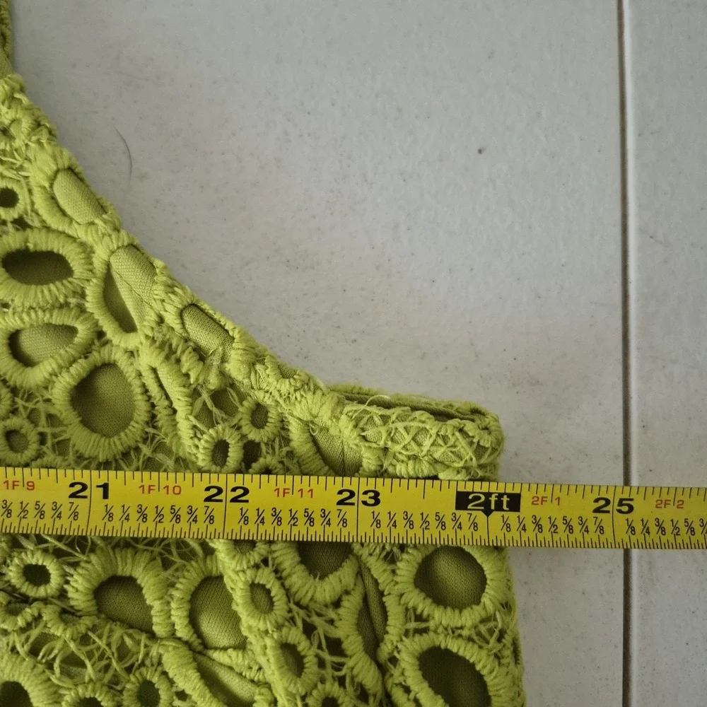 Robbie Bee Dress Womens 22W Green Eylet Lace Lined Sheath Sleeveless Boho